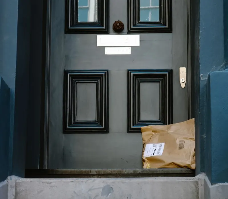 A parcel waiting on the doorstep